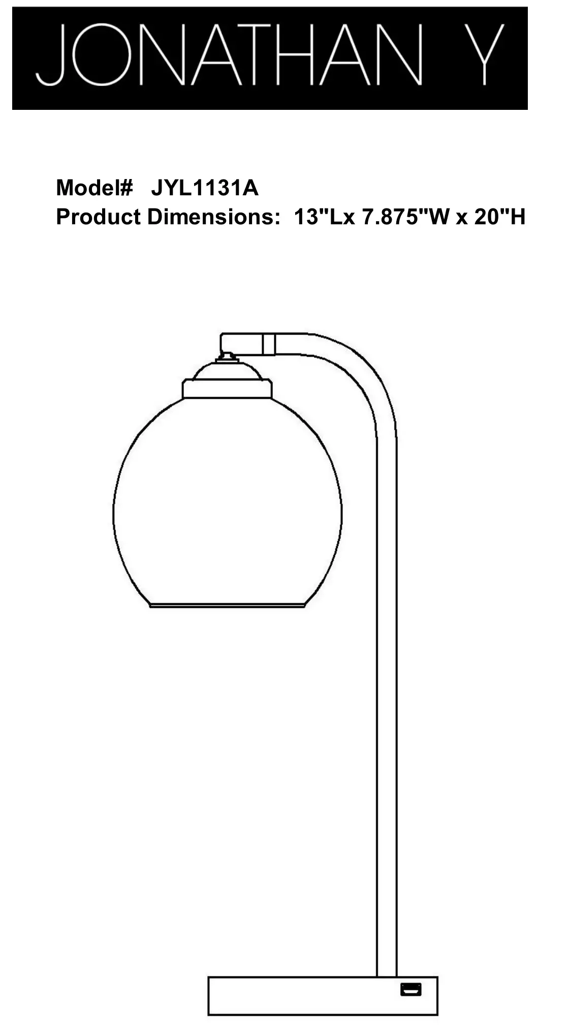 JONATHAN Y JYL1131A 20 Inch Industrial Contemporary LED Task Lamp Installation Guide