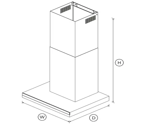FISHER and PAYKEL HC60DCXB3 60cm Wall Rangehood - dimension