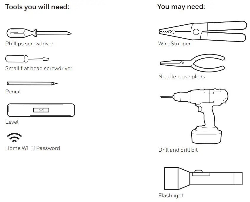 Honeywell T9 Smart Thermostat RCHT9610WFW2003 - Tools you will need
