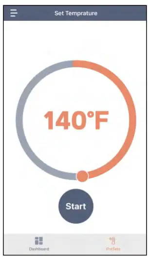 Use finger to dial in preferred preset temperature