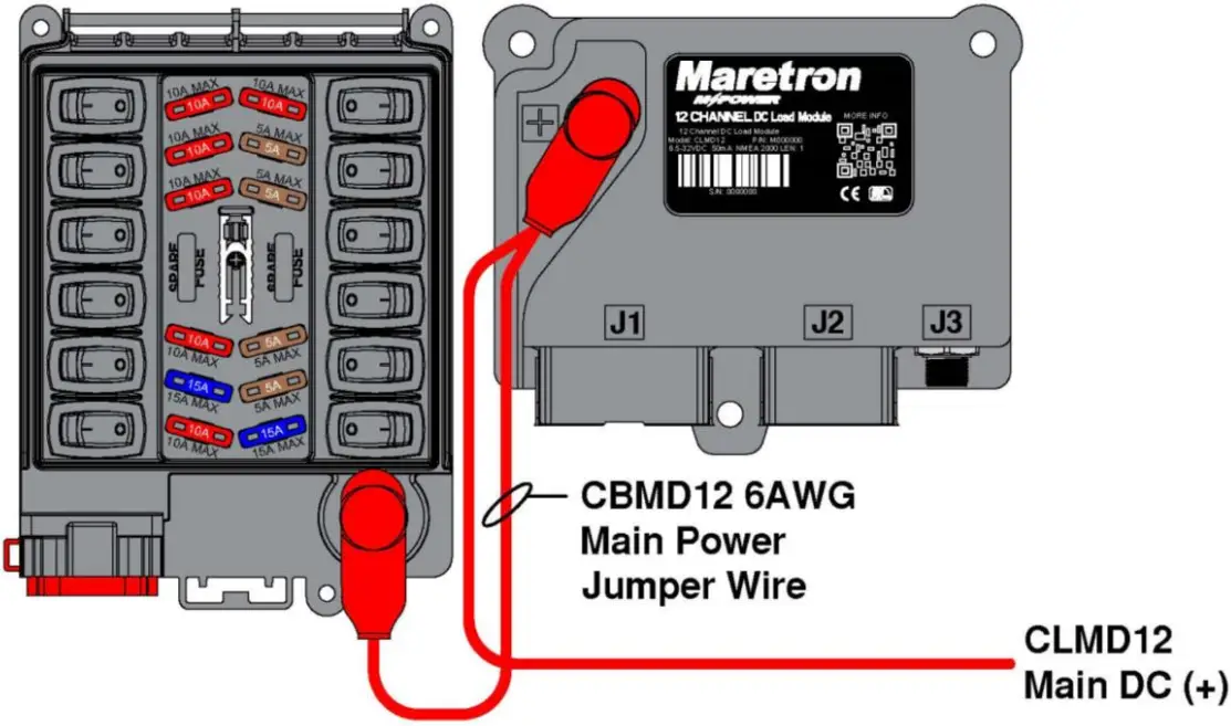 Maretron CBMD12 12 Channel Bypass Module - CBMD12 Main Power Jumper Wire