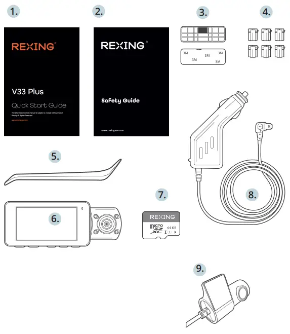 REXING V33 Plus Front Cabin and Rear Camera Dashcam -