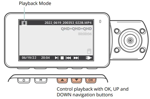 REXING V33 Plus Front Cabin and Rear Camera Dashcam - Playback Mode