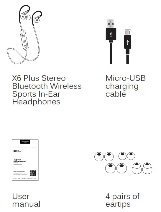 MEE audio X6 Plus Wireless - PACKAGE CONTENTS