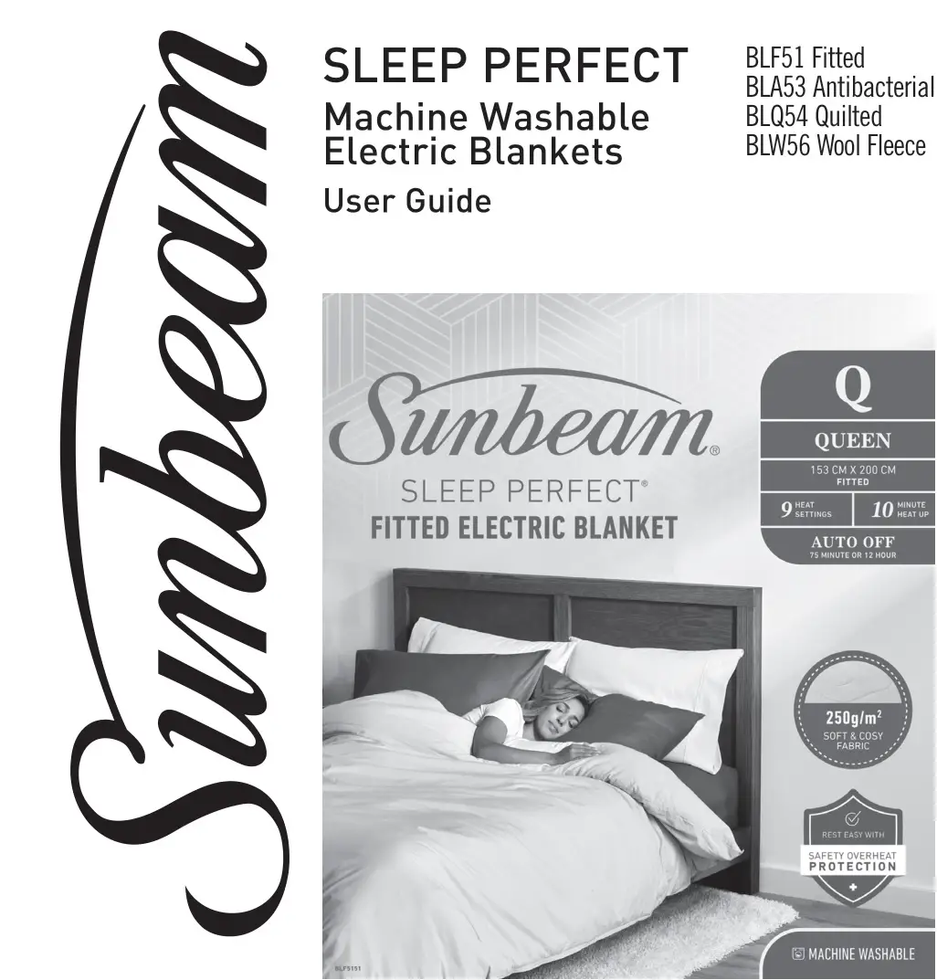 Sunbeam BLF51 Sleep Perfect Machine Washable Electric Blanket User Guide