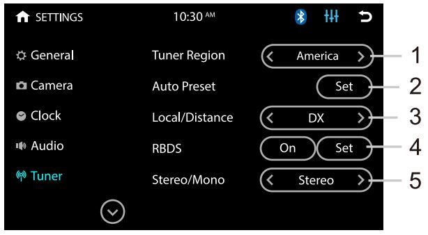 BOSS BV9358B Double DIN 6.2 Inch In Dash DVD CD AM FM Receiver with Bluetooth User Manual - TUNER SETTINGS –Menu 5