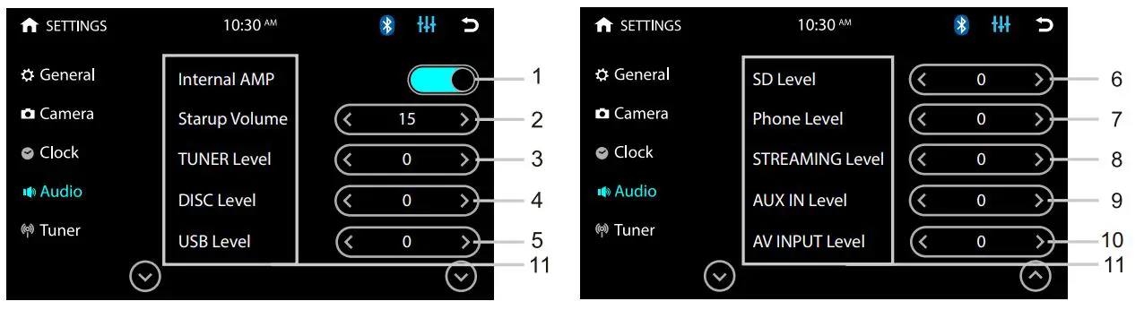 BOSS BV9358B Double DIN 6.2 Inch In Dash DVD CD AM FM Receiver with Bluetooth User Manual - AUDIO SETTINGS-Menu 4