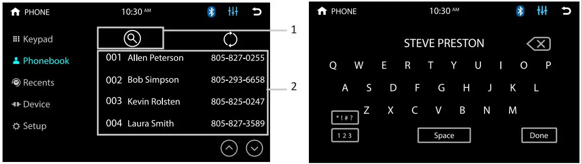 BOSS BV9358B Double DIN 6.2 Inch In Dash DVD CD AM FM Receiver with Bluetooth User Manual - BLUETOOTH PHONE BOOK