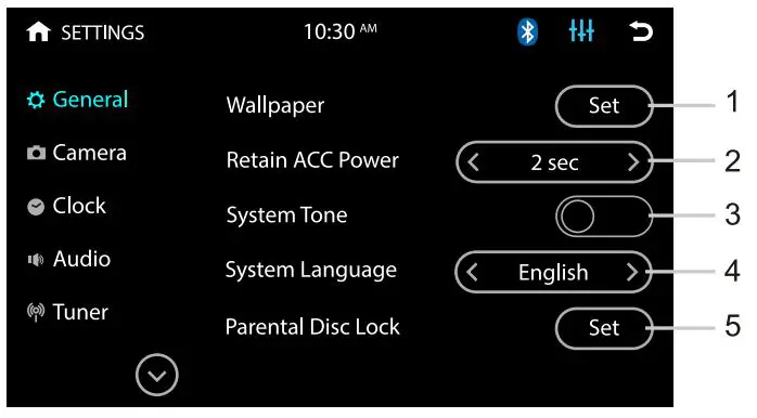 BOSS BV9358B Double DIN 6.2 Inch In Dash DVD CD AM FM Receiver with Bluetooth User Manual - GENERAL SETINGS-Menu 1