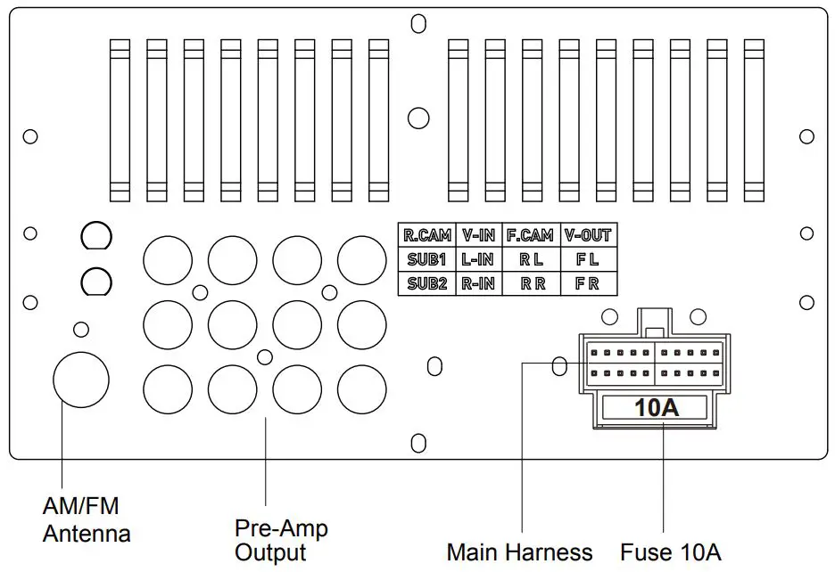 BOSS BV9358B Double DIN 6.2 Inch In Dash DVD CD AM FM Receiver with Bluetooth User Manual - The Description of the Input Output Interface