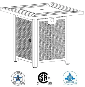 35830960 Outsunny Slate and Wicker Outdoor Gas Firepit Table