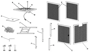 35830960 Outsunny Slate and Wicker Outdoor Gas Firepit Table - parts