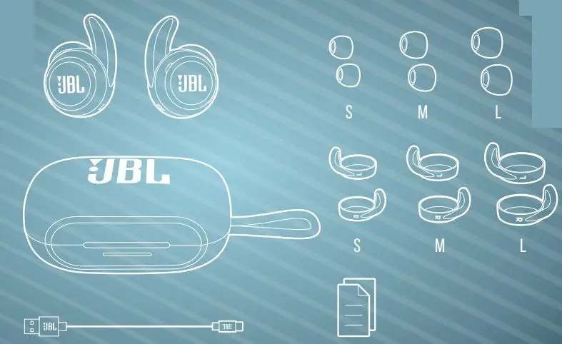 JBL REFLECT MINI NC Waterproof True Wireless Noise Cancelling Sport Earbuds User Guide - WHAT’S IN THE BOX