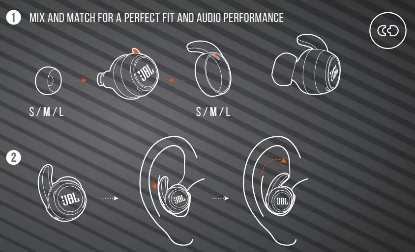 JBL REFLECT MINI NC Waterproof True Wireless Noise Cancelling Sport Earbuds User Guide - how to wear