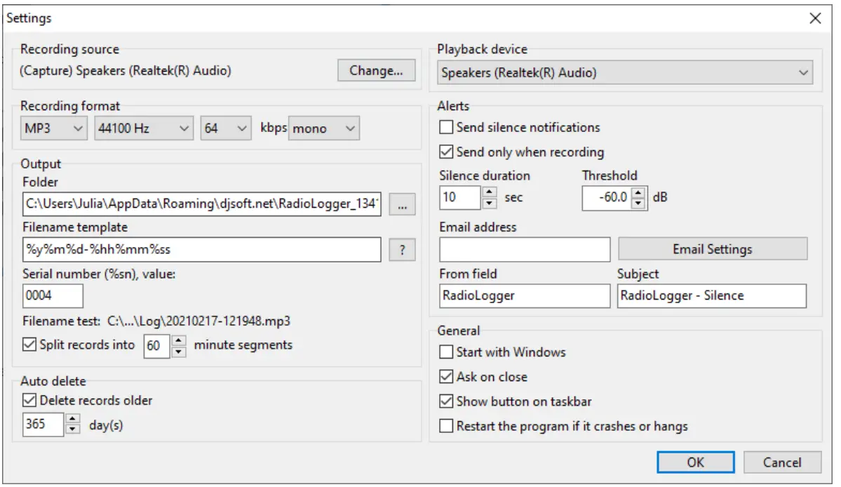 DJ SOFT RadioLogger Radio Recording Software - RadioLogger7