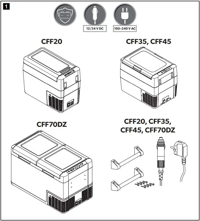 DOMETIC CFF70DZ Compressor Cooler User Manual - Scope of delivery