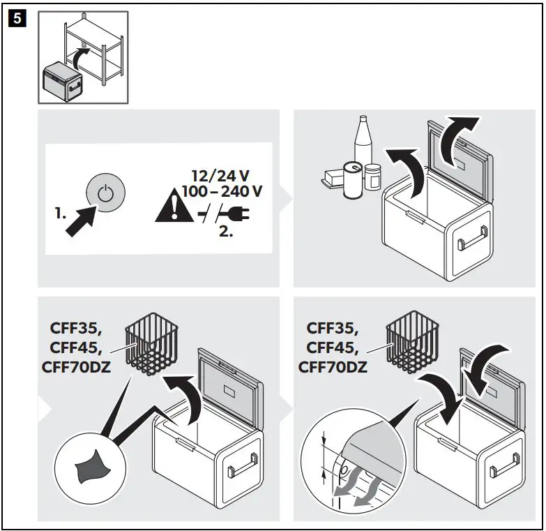 DOMETIC CFF70DZ Compressor Cooler User Manual - Switching off and storing the cooler