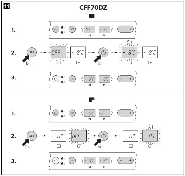 DOMETIC CFF70DZ Compressor Cooler User Manual - Switching on the compartments