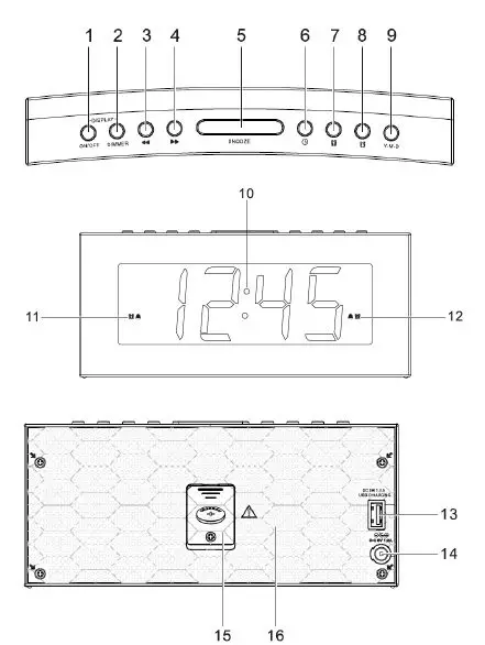 soundmaster UR8800 Automatic Alarm Clock Instruction Fig1