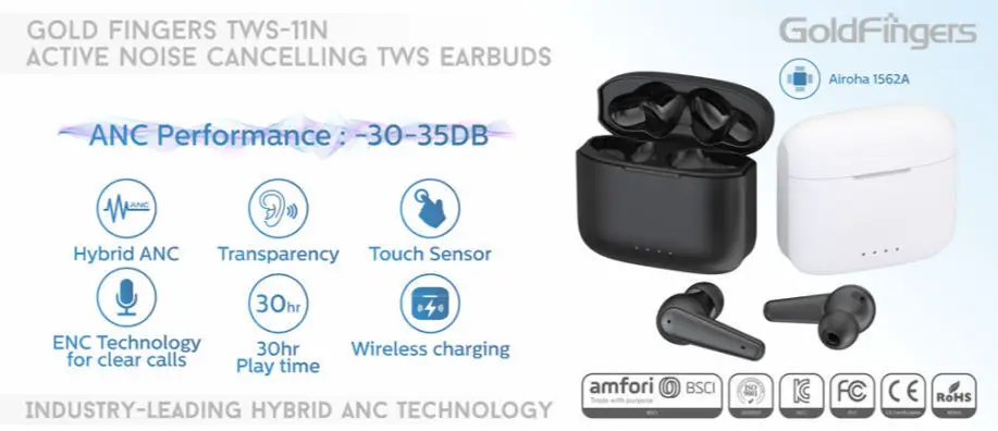 Goldfingers Tws-11n Anc Bluetooth Earphones User Manual
