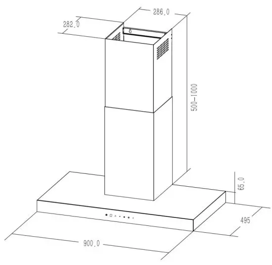 ARTUSI ACH9BBQB 90cm Wall Mounted BBQ Rangehood - TECHNICAL SPECS