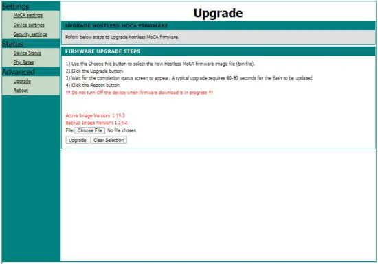 TRANSLITE TL MC84 Ethernet Over Coax Adapter - UPGRADE MENU