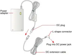 Power adapter DC extension cable