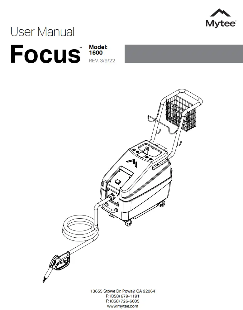 MYTEE 1600 Focus Vapor Steamer User Manual