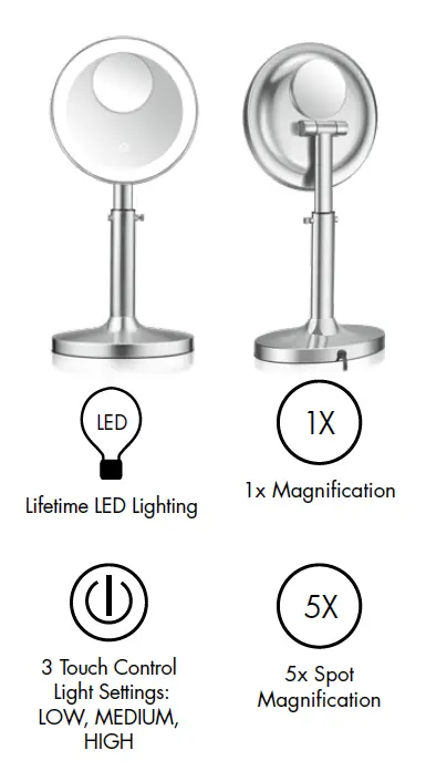 CONAIR BE114TS LED Lighted Telescope Mirror fig 1