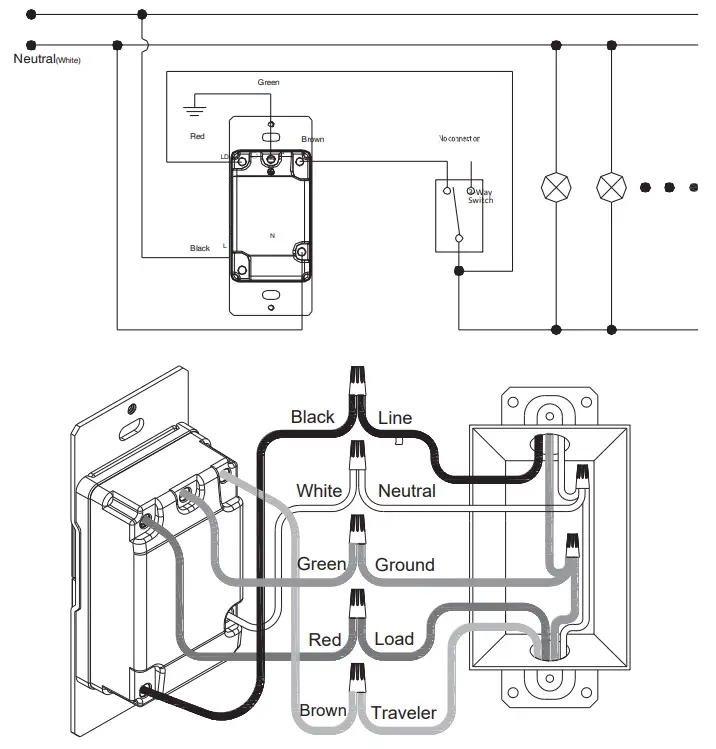 Tenia Lighting DNA042CU2 W 600 Smart LED Dimmer Switch - Connection 1