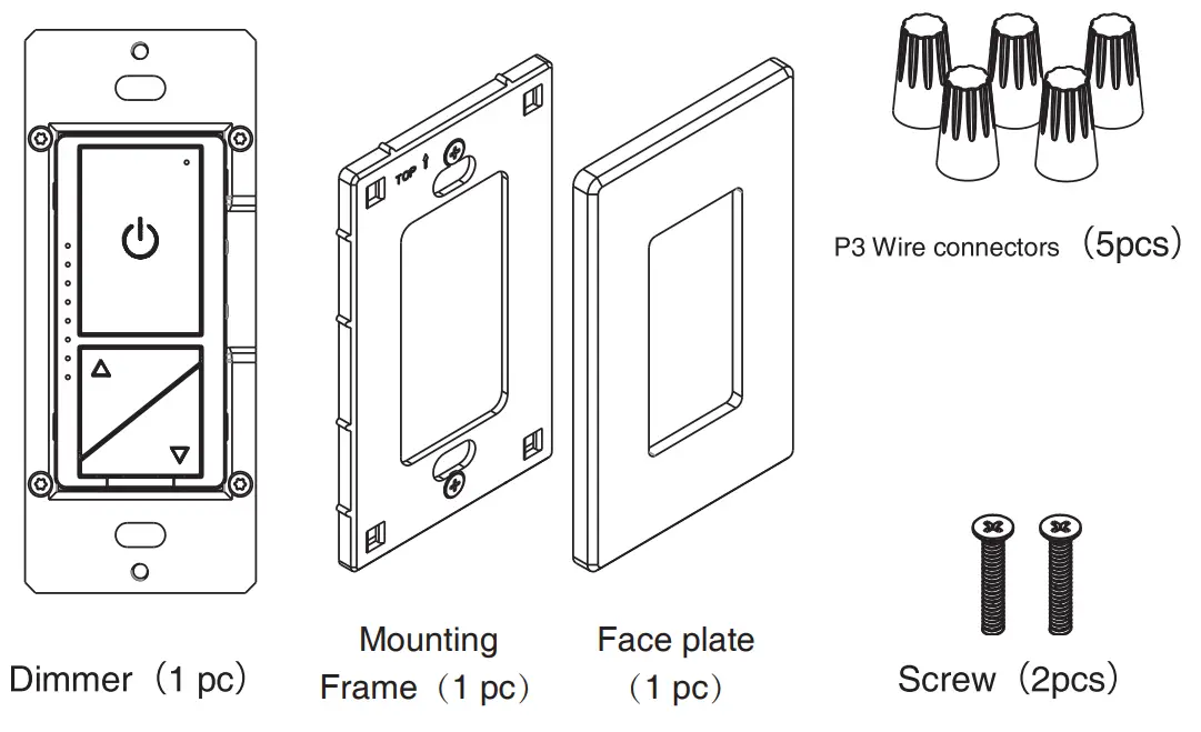 Tenia Lighting DNA042CU2 W 600 Smart LED Dimmer Switch - Parts 1