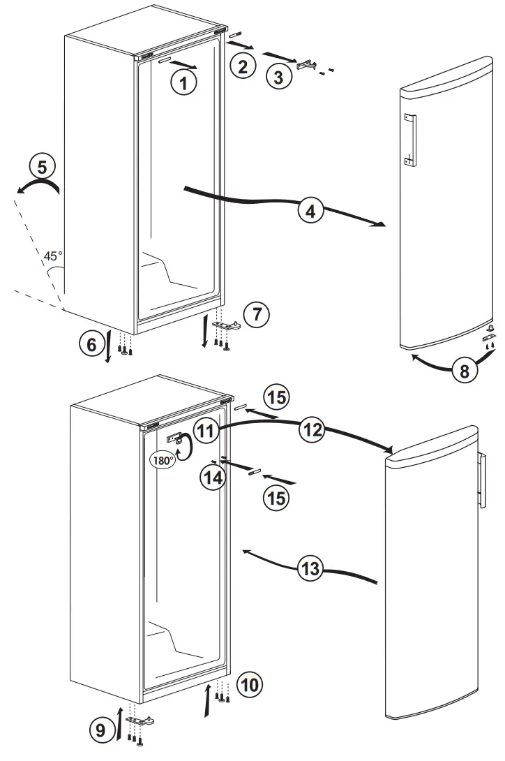 beko BAF369PX 369L Vertical Refrigerator - Reversing the doors