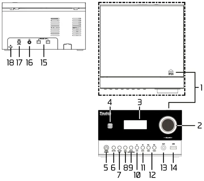 audizio 102.334 Arles Micro HiFi System - Close CD compartment