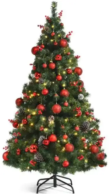 GYMAX GYM08609 Artificial Christmas Tree Hinged Xmas Tree