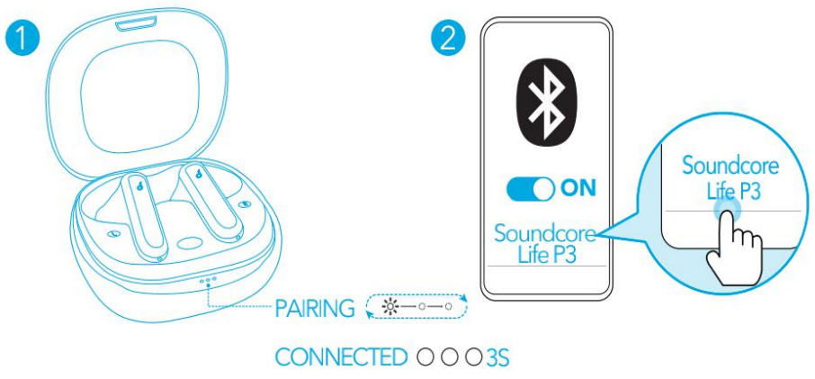 soundcore Life Note 3 NC Wireless Earbuds - Bluetooth Pairing