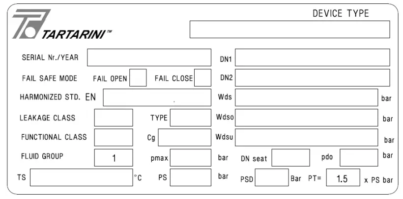 EMERSON TARTARINI Types PSA 79 and PSA 80 Pilots - Labelling