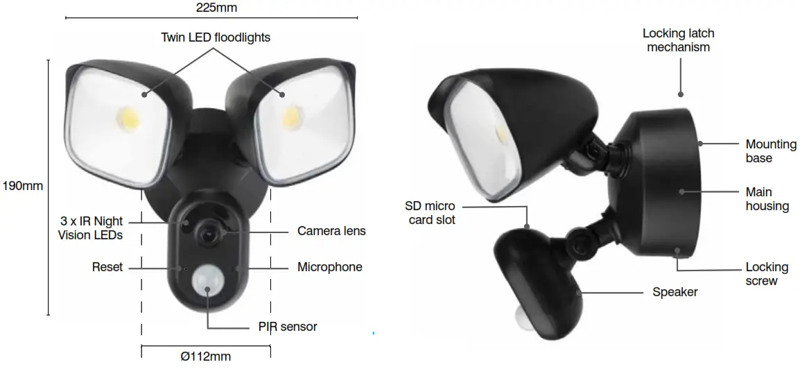 Brilliant 21891 06 Smart Ally Floodlight and WiFi Camera - camera