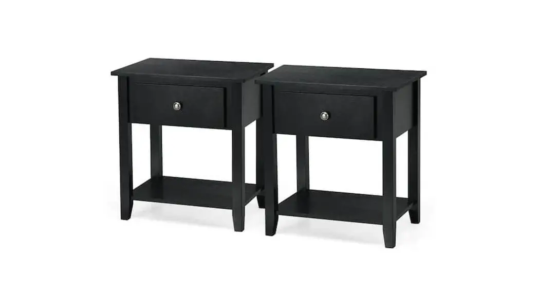 Gymax Gym06904 Black Storage Drawer Bottom Shelf 2-piece Nightstand Sofa Instruction Manual