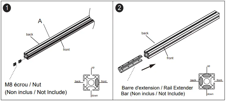 Kimex-031-1031-100cm-Aluminium-Rail-fig-2