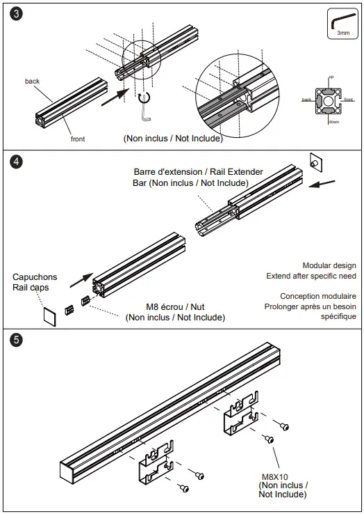 Kimex-031-1031-100cm-Aluminium-Rail-fig-3