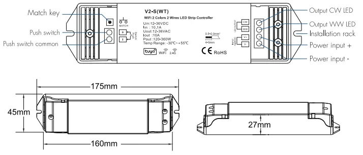 tuya-V2-S-WT-WiFi-2-Color-2-Wires-LED-Strip-Controller-FIG-2