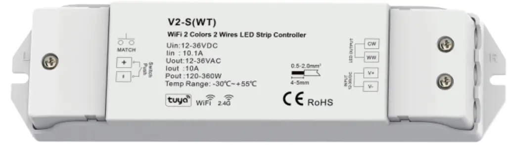 tuya-V2-S-WT-WiFi-2-Color-2-Wires-LED-Strip-Controller-PRODUCT