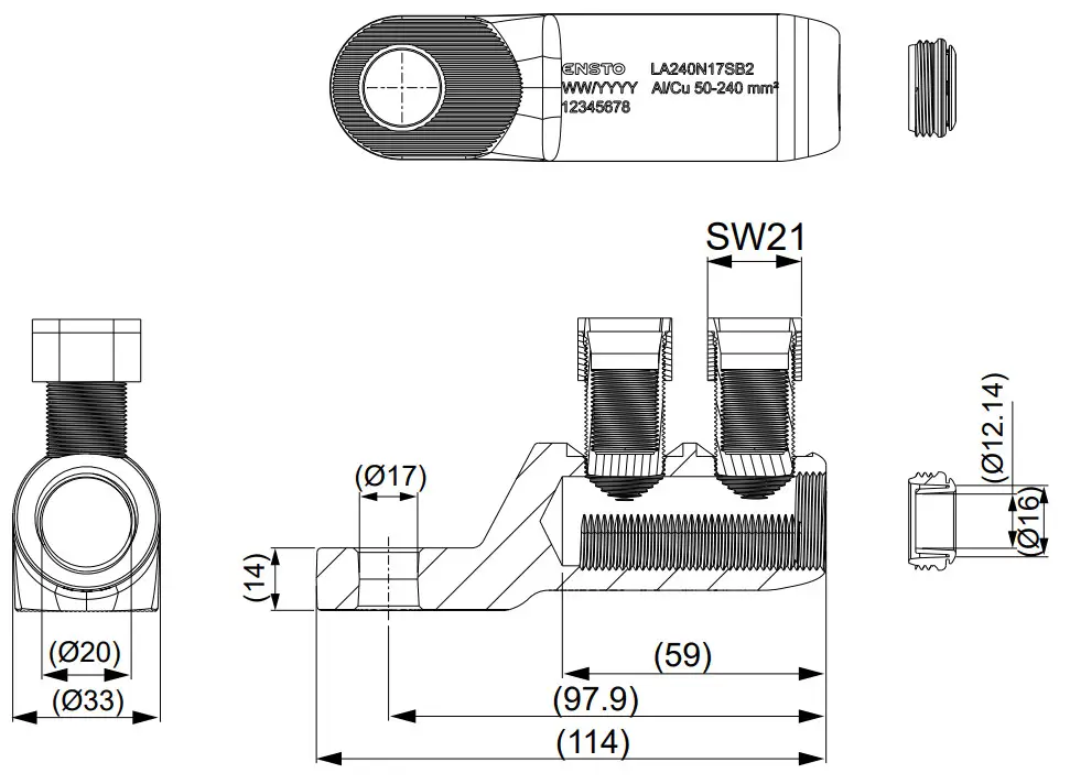 ENSTO LA240N17SB2 Mechanical cable lug