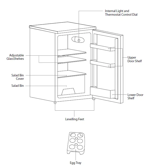 Lec L5017W-S-B White Under Counter Larder Fridge 10