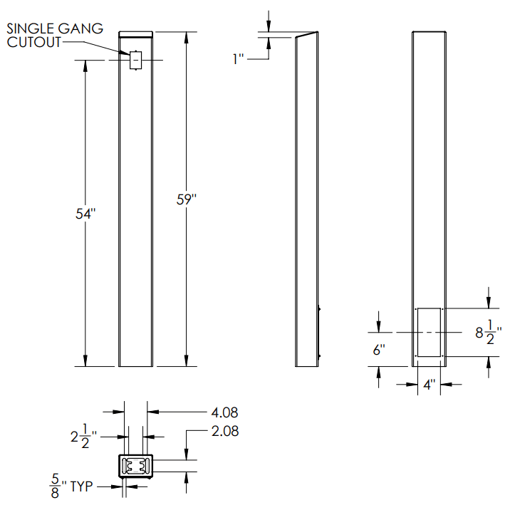PEOESTAL PRO ADA SS TWR 60 ADA Compliant Stainless Steel Square - FIGURE 1