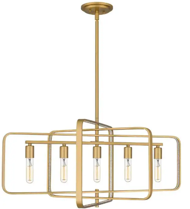 QUOIZEL PCDPR534BWS Dupree 5 Light Brushed Weathered Brass Island Chandelier