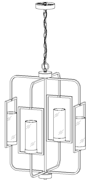 Uolfin 5069667 Camila 4 Light Modern Contemporary Cage Chandelier -