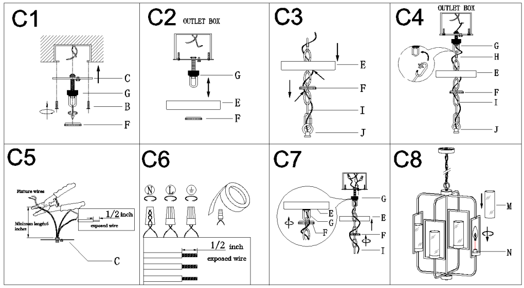 Uolfin 5069667 Camila 4 Light Modern Contemporary Cage Chandelier - Make installation