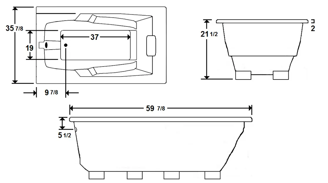 Laurel-Mountain-3660MT064-Mercer-II-60-Inch-x-36-Inch-Drop-In-Acrylic-Tub-fig-1