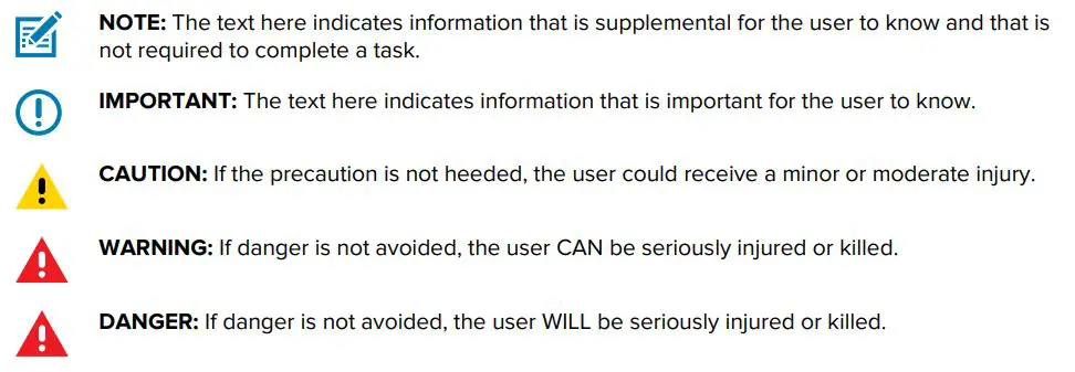 ZEBRA MN-004540-01EN Mobile Parcel - Icon Conventions